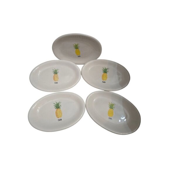Rae Dunn Other - Rae Dunn Artisan Pina Pineapple Icon Oval Plate Set of 5 HTF Farmhouse 2017